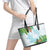 Polynesia Leather Tote Bag Sharks Duo Tropical Turquoise