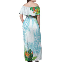 Polynesia Off Shoulder Maxi Dress Sharks Duo Tropical Turquoise