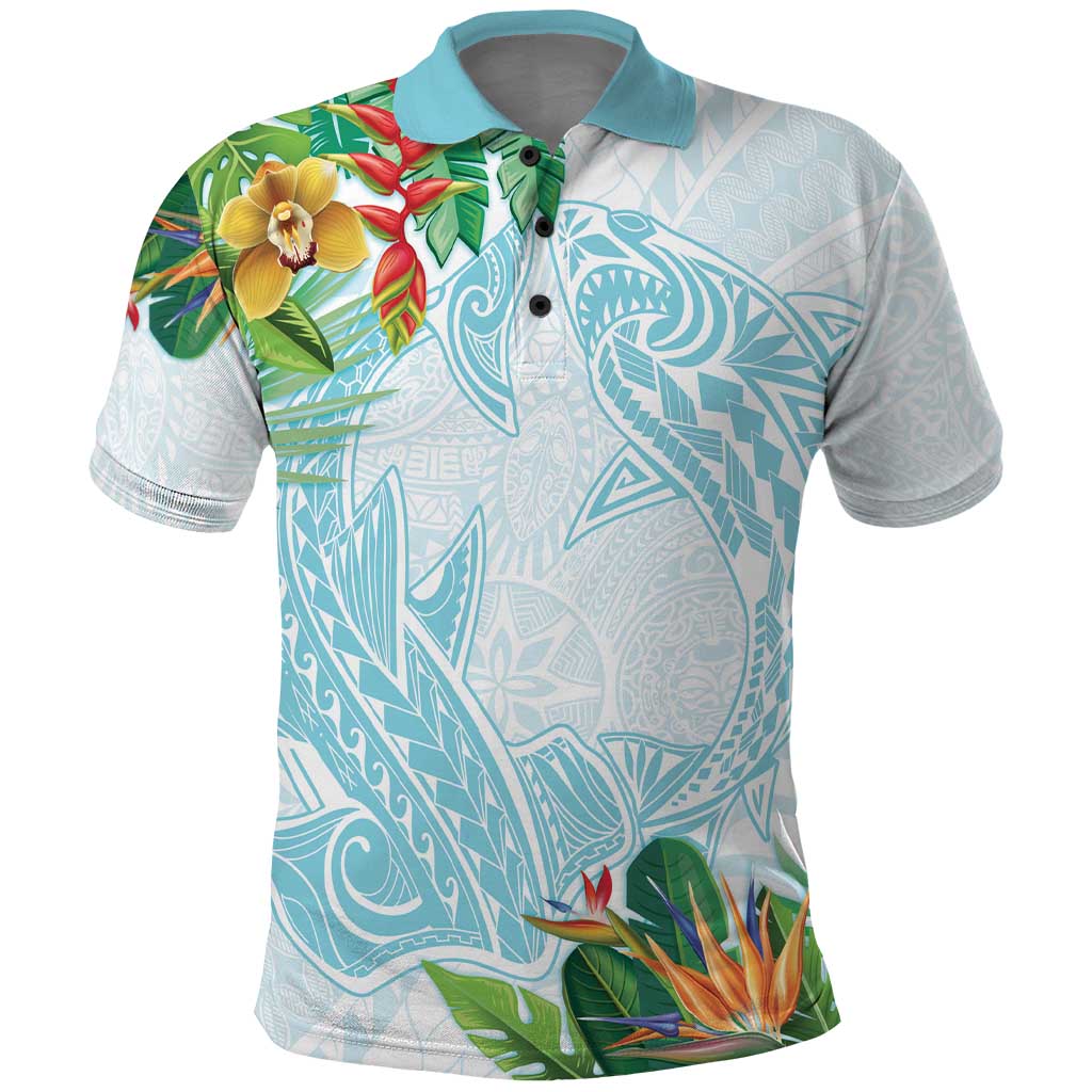 Polynesia Polo Shirt Sharks Duo Tropical Turquoise