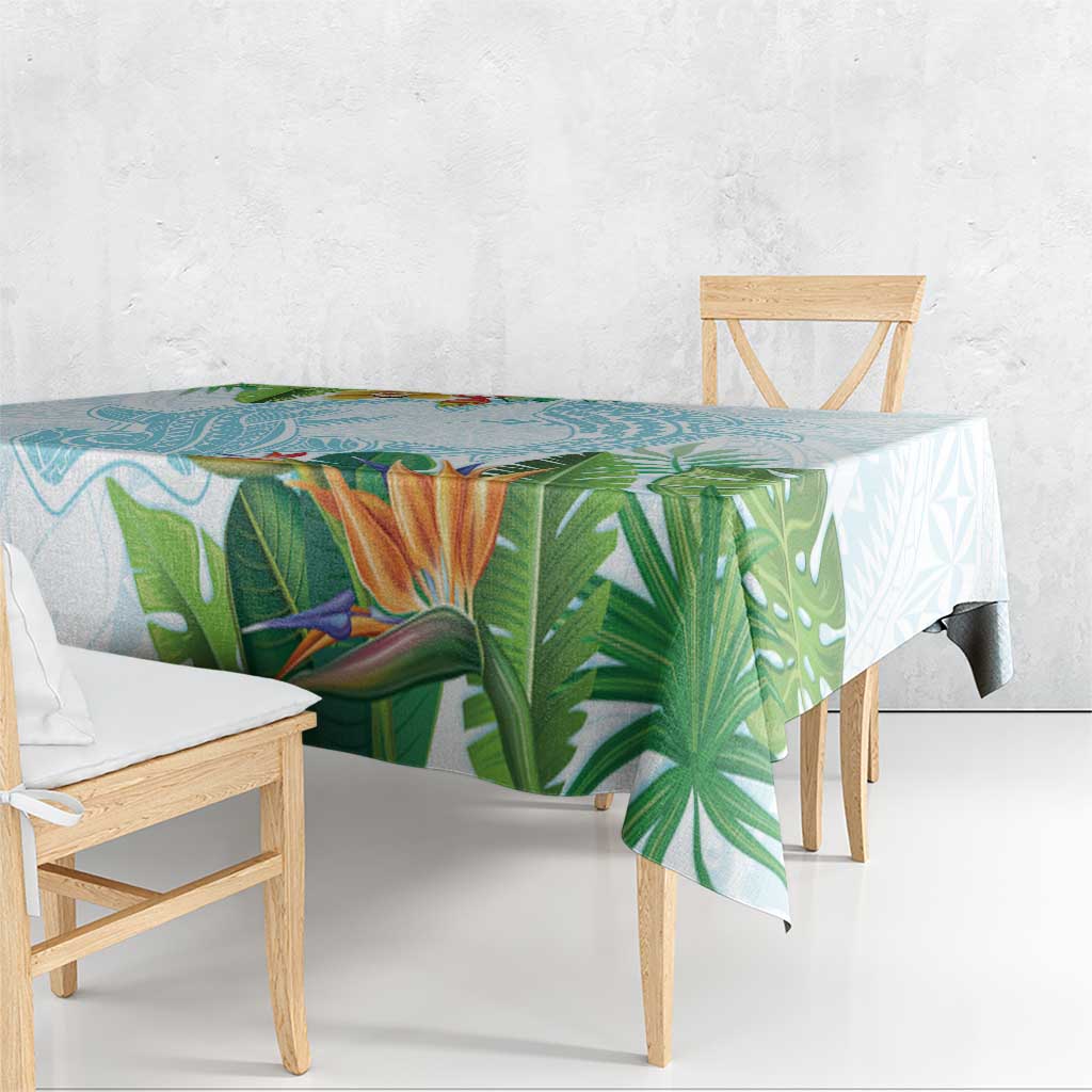 Polynesia Tablecloth Sharks Duo Tropical Turquoise