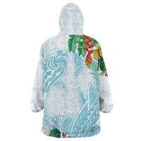 Polynesia Wearable Blanket Hoodie Sharks Duo Tropical Turquoise