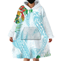 Polynesia Wearable Blanket Hoodie Sharks Duo Tropical Turquoise