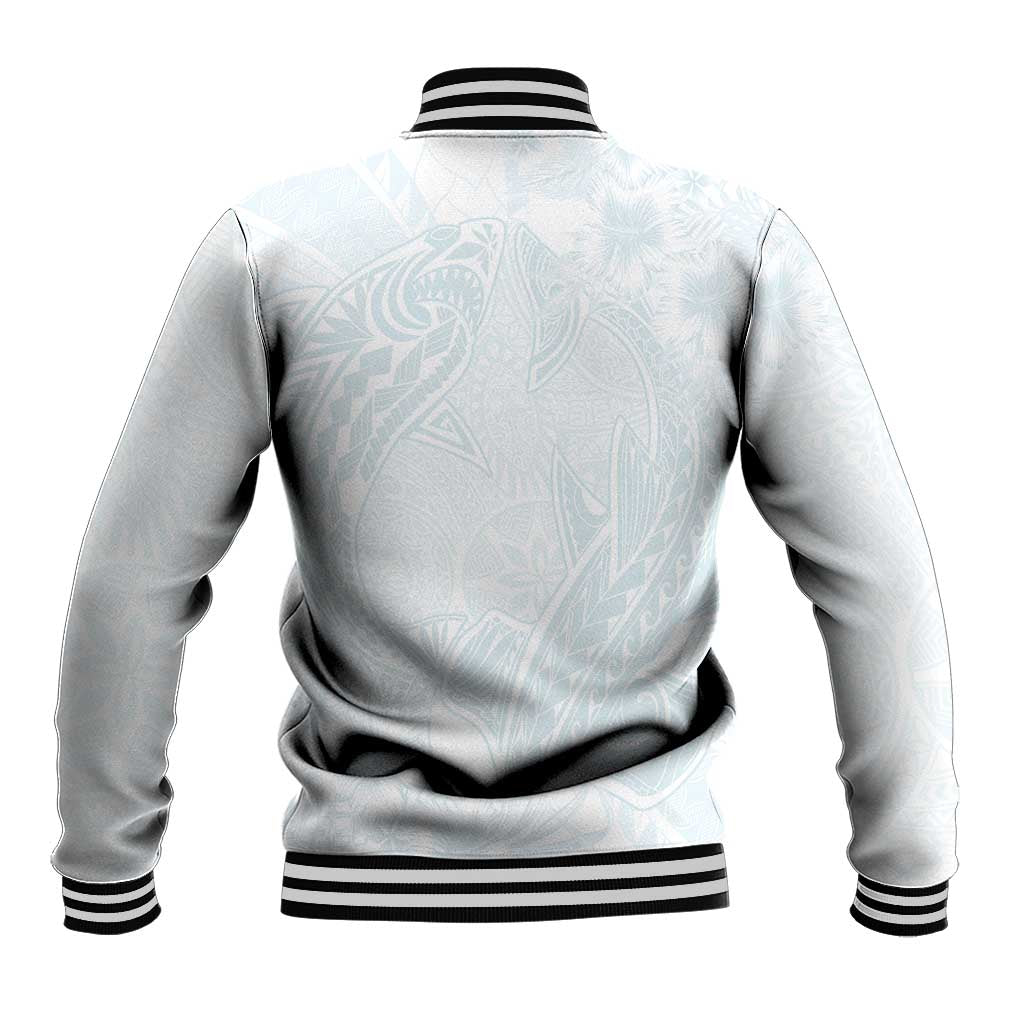 Polynesia Baseball Jacket Sharks Duo Tropical Off White