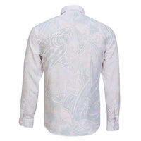 Polynesia Family Matching Long Sleeve Bodycon Dress and Hawaiian Shirt Sharks Duo Tropical Off White