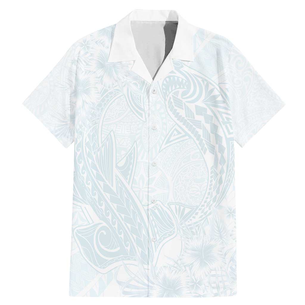 Polynesia Family Matching Mermaid Dress and Hawaiian Shirt Sharks Duo Tropical Off White