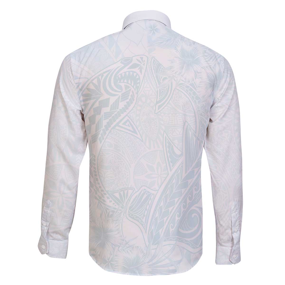 Polynesia Family Matching Off The Shoulder Long Sleeve Dress and Hawaiian Shirt Sharks Duo Tropical Off White