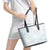 Polynesia Leather Tote Bag Sharks Duo Tropical Off White