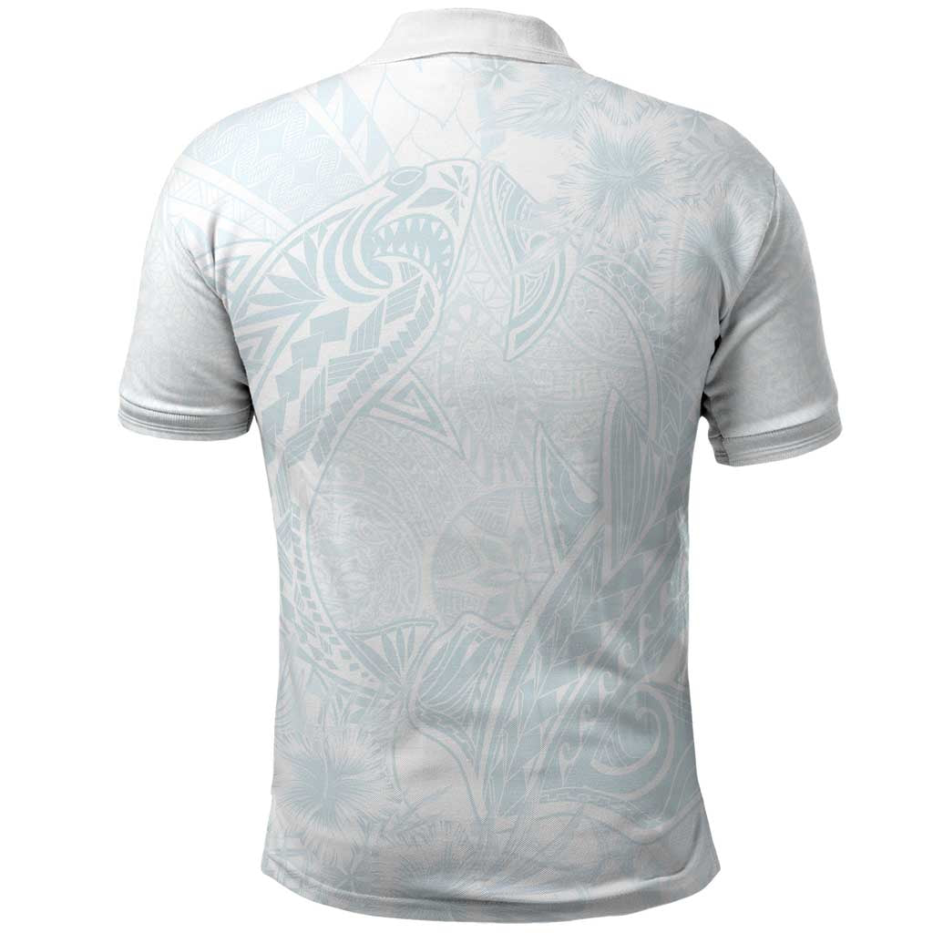 Polynesia Polo Shirt Sharks Duo Tropical Off White