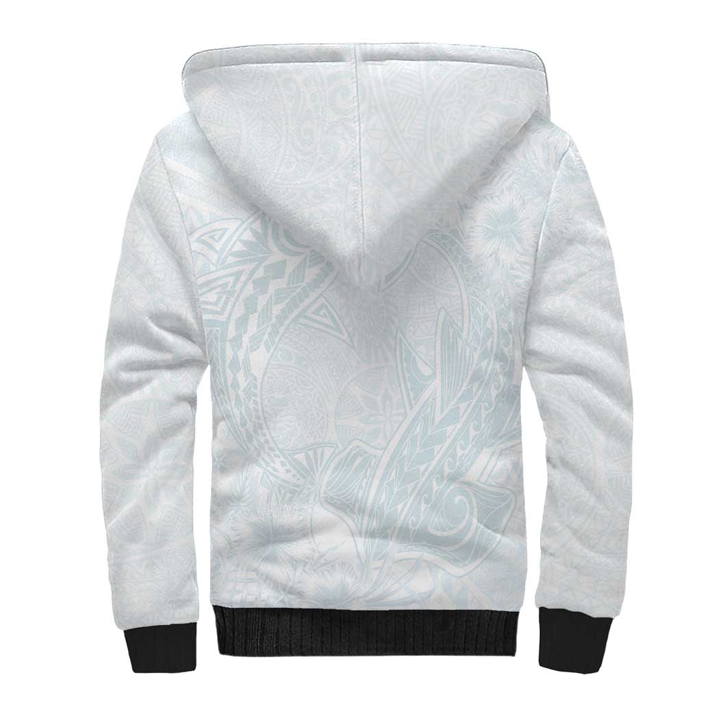 Polynesia Sherpa Hoodie Sharks Duo Tropical Off White