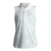 Polynesia Women Sleeveless Polo Shirt Sharks Duo Tropical Off White