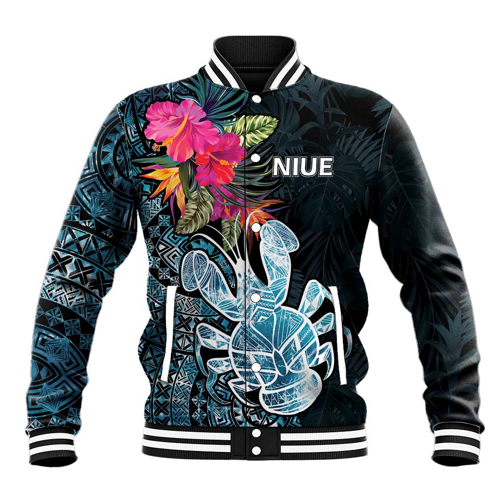 Niue Personalised Baseball Jacket Hiapo Mix Coconut Crab