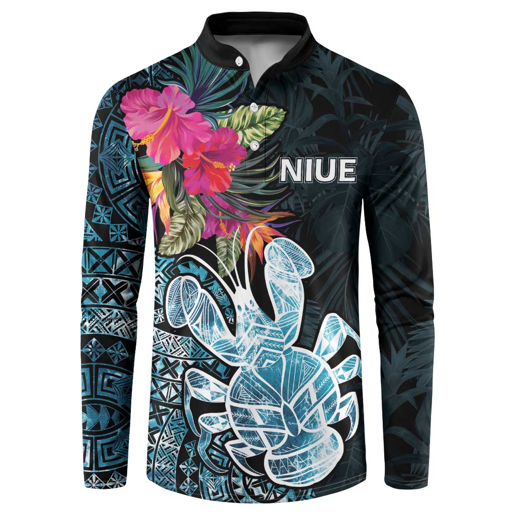 Niue Personalised Button Sweatshirt Hiapo Mix Coconut Crab