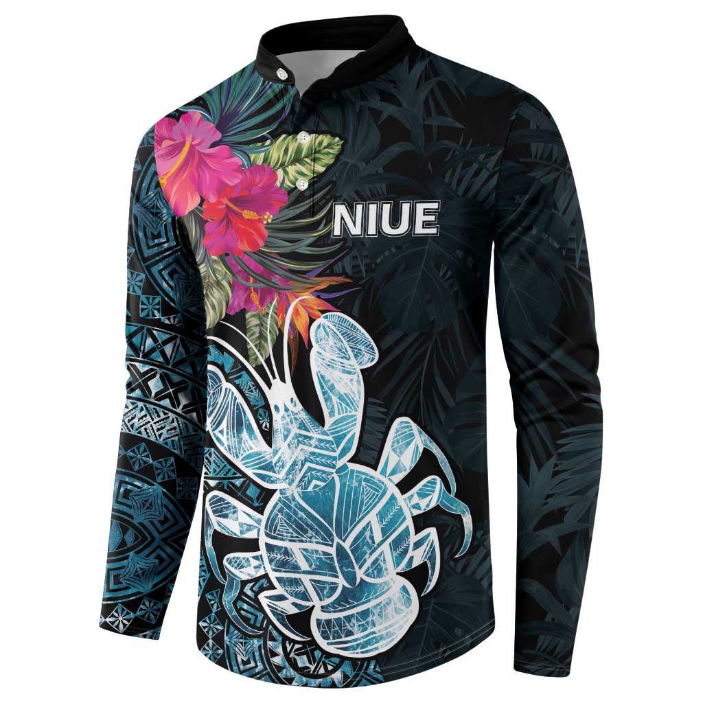Niue Personalised Button Sweatshirt Hiapo Mix Coconut Crab