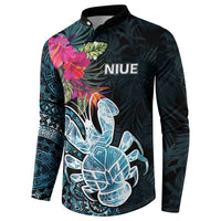 Niue Personalised Button Sweatshirt Hiapo Mix Coconut Crab