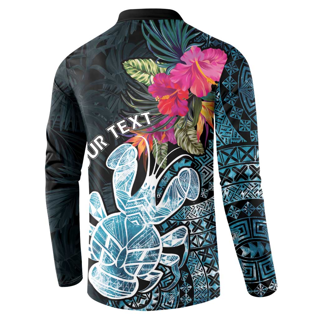 Niue Personalised Button Sweatshirt Hiapo Mix Coconut Crab