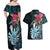 Niue Personalised Couples Matching Off Shoulder Maxi Dress and Hawaiian Shirt Hiapo Mix Coconut Crab