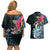 Niue Personalised Couples Matching Off Shoulder Short Dress and Hawaiian Shirt Hiapo Mix Coconut Crab