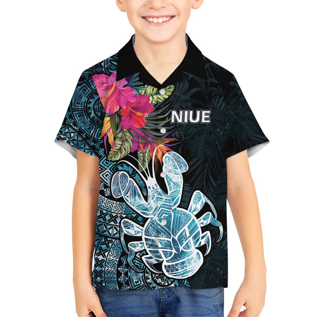 Niue Personalised Family Matching Puletasi and Hawaiian Shirt Hiapo Mix Coconut Crab