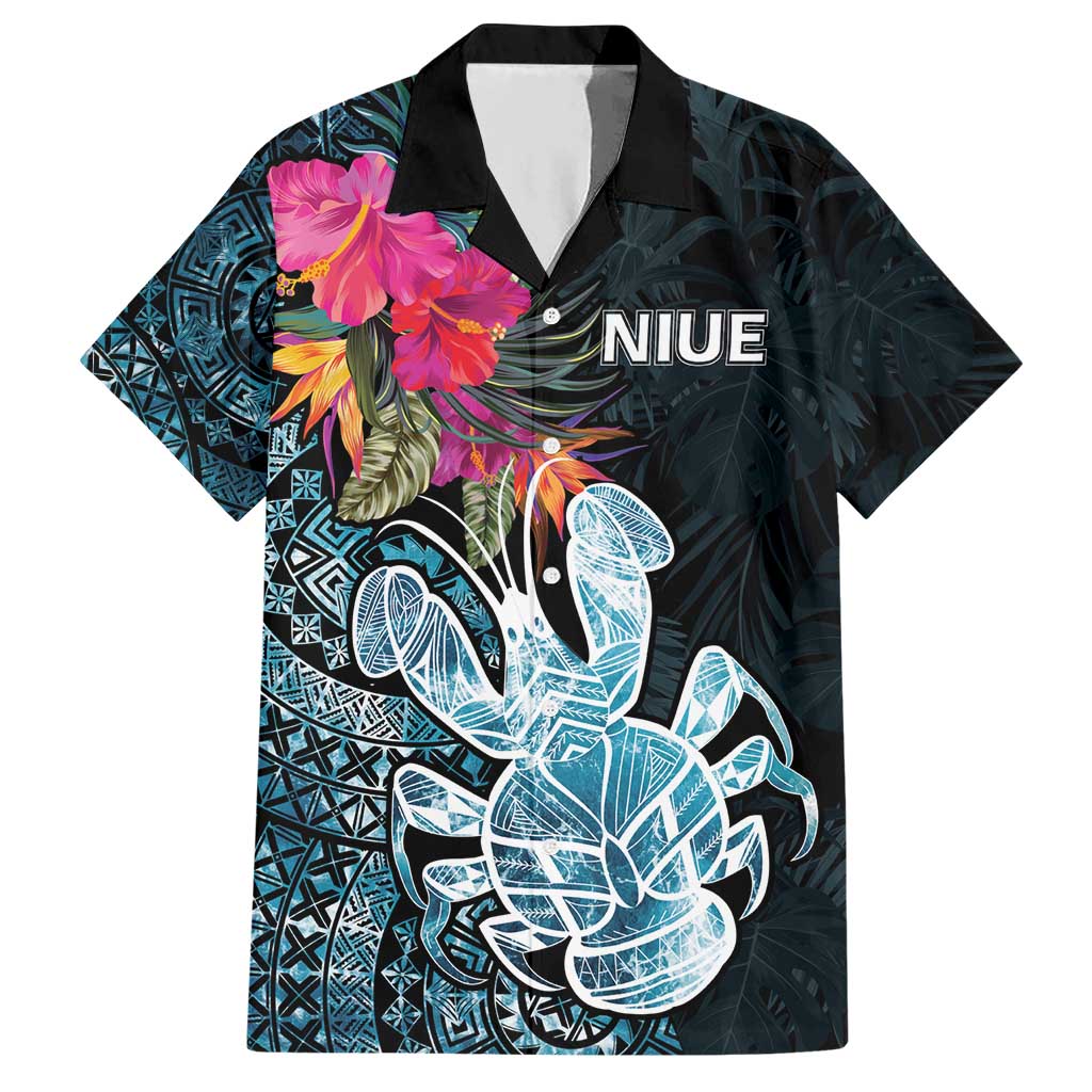 Niue Personalised Hawaiian Shirt Hiapo Mix Coconut Crab