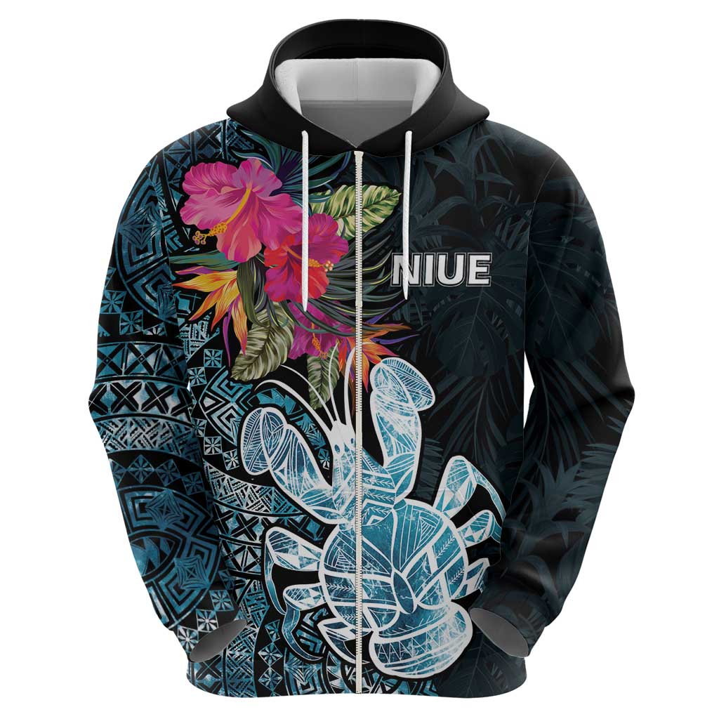 Niue Personalised Hoodie Hiapo Mix Coconut Crab