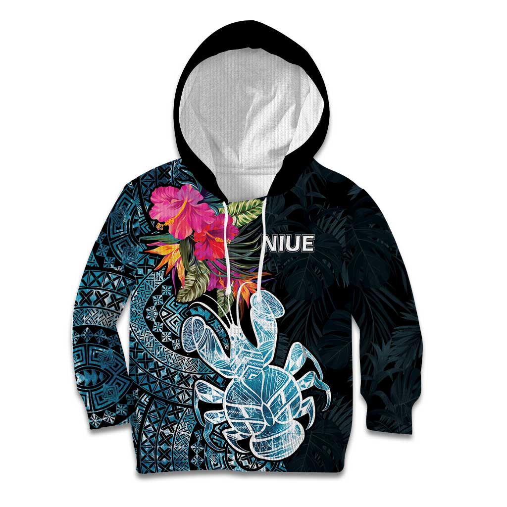 Niue Personalised Kid Hoodie Hiapo Mix Coconut Crab