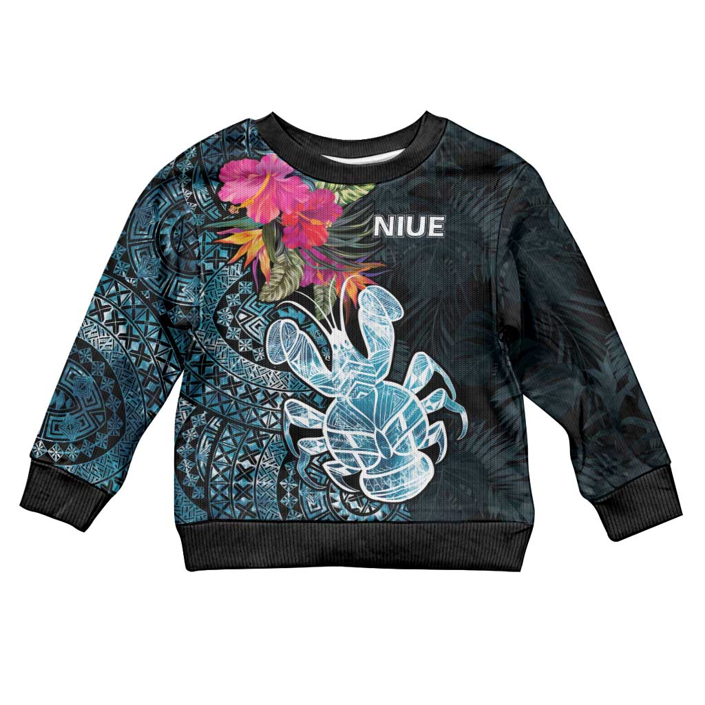 Niue Personalised Kid Ugly Christmas Sweater Hiapo Mix Coconut Crab