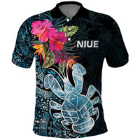 Niue Personalised Polo Shirt Hiapo Mix Coconut Crab