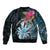 Niue Personalised Sleeve Zip Bomber Jacket Hiapo Mix Coconut Crab