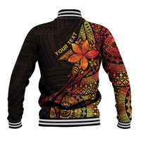 Niue Fakaalofa Atu Personalised Baseball Jacket Whale Hiapo Fiery Motif