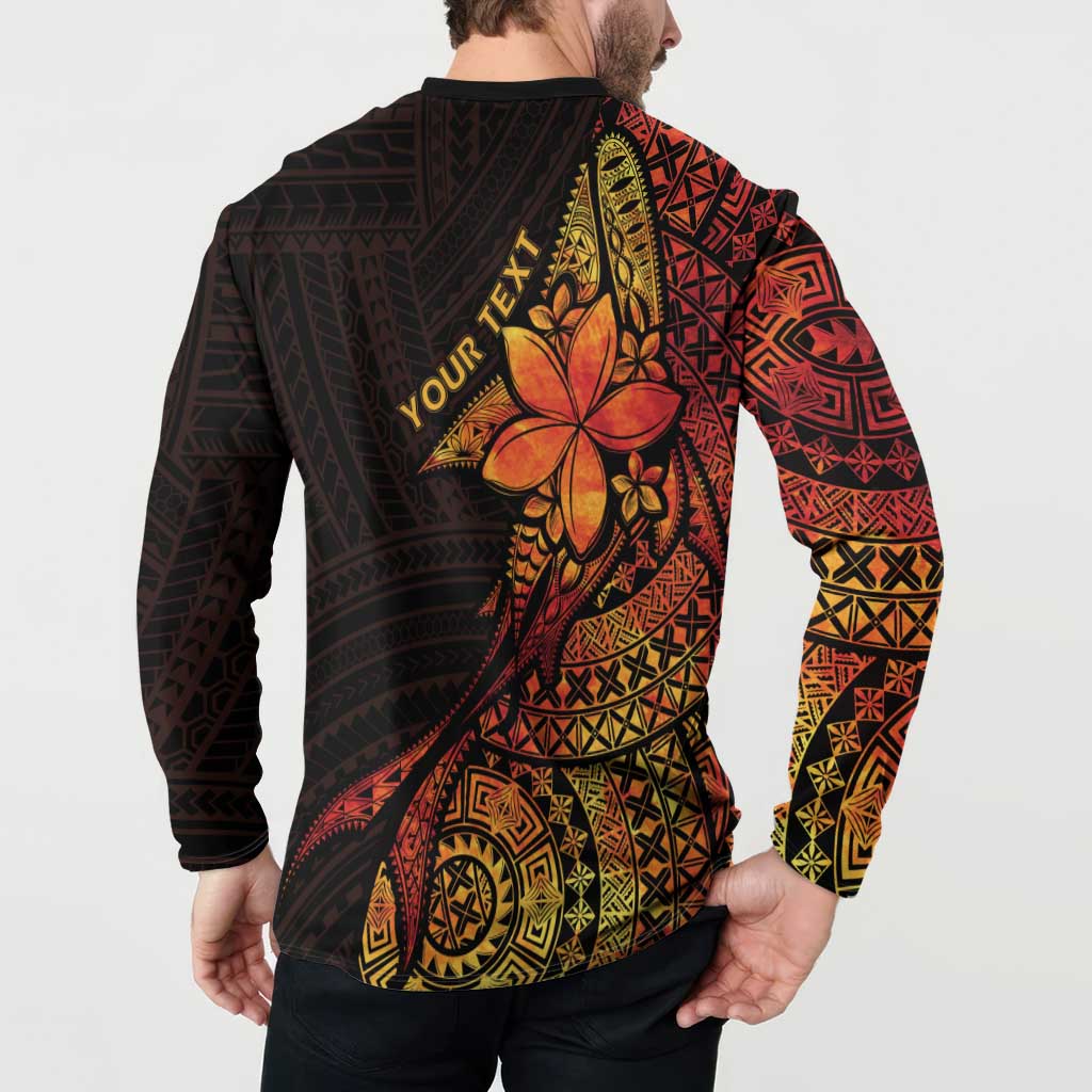 Niue Fakaalofa Atu Personalised Button Sweatshirt Whale Hiapo Fiery Motif