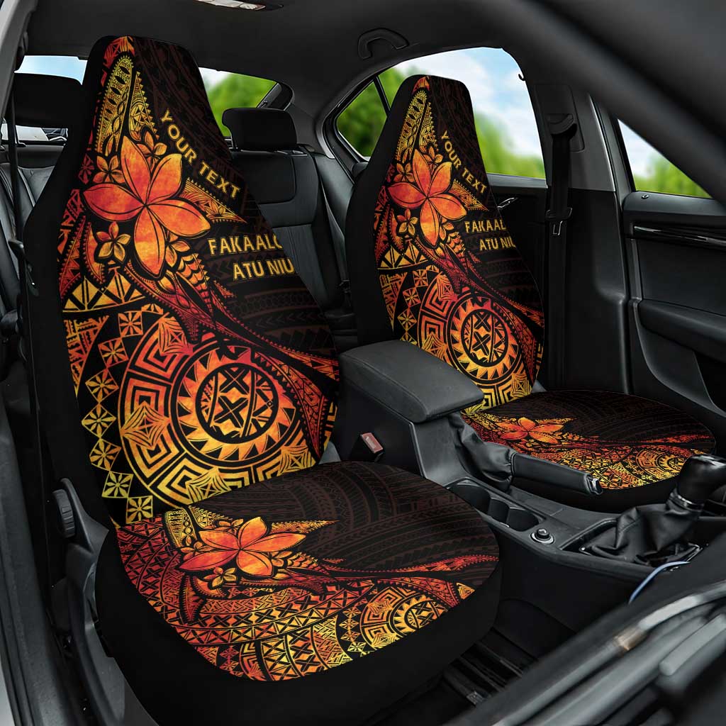 Niue Fakaalofa Atu Personalised Car Seat Cover Whale Hiapo Fiery Motif