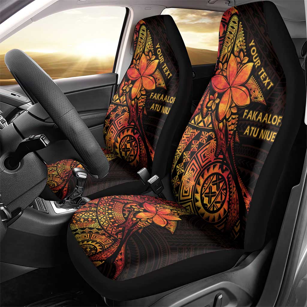 Niue Fakaalofa Atu Personalised Car Seat Cover Whale Hiapo Fiery Motif