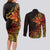 Niue Fakaalofa Atu Personalised Couples Matching Long Sleeve Bodycon Dress and Long Sleeve Button Shirt Whale Hiapo Fiery Motif