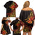 Niue Fakaalofa Atu Personalised Family Matching Off Shoulder Short Dress and Hawaiian Shirt Whale Hiapo Fiery Motif