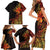 Niue Fakaalofa Atu Personalised Family Matching Short Sleeve Bodycon Dress and Hawaiian Shirt Whale Hiapo Fiery Motif