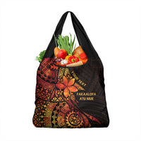Niue Fakaalofa Atu Personalised Grocery Bag Whale Hiapo Fiery Motif