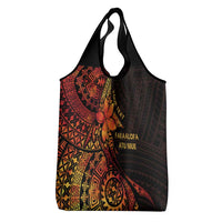 Niue Fakaalofa Atu Personalised Grocery Bag Whale Hiapo Fiery Motif