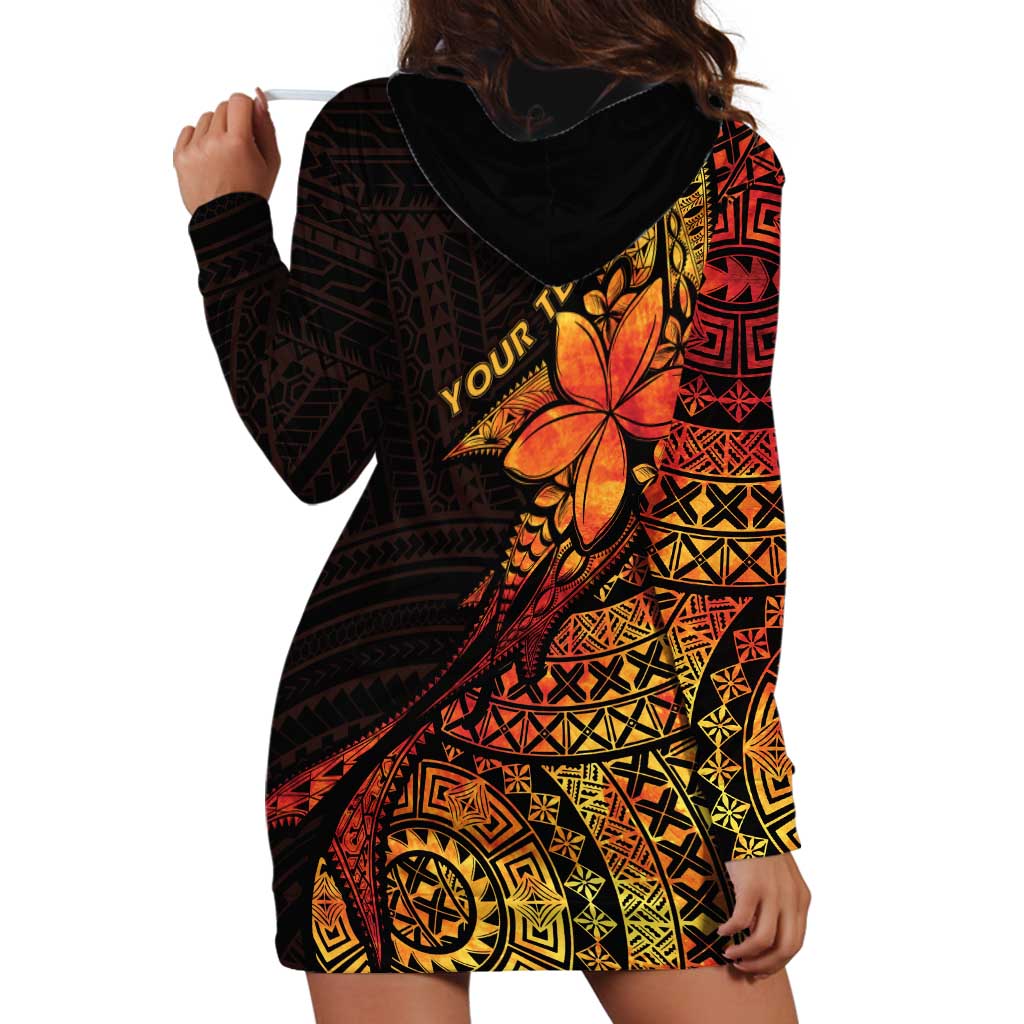 Niue Fakaalofa Atu Personalised Hoodie Dress Whale Hiapo Fiery Motif