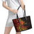 Niue Fakaalofa Atu Personalised Leather Tote Bag Whale Hiapo Fiery Motif