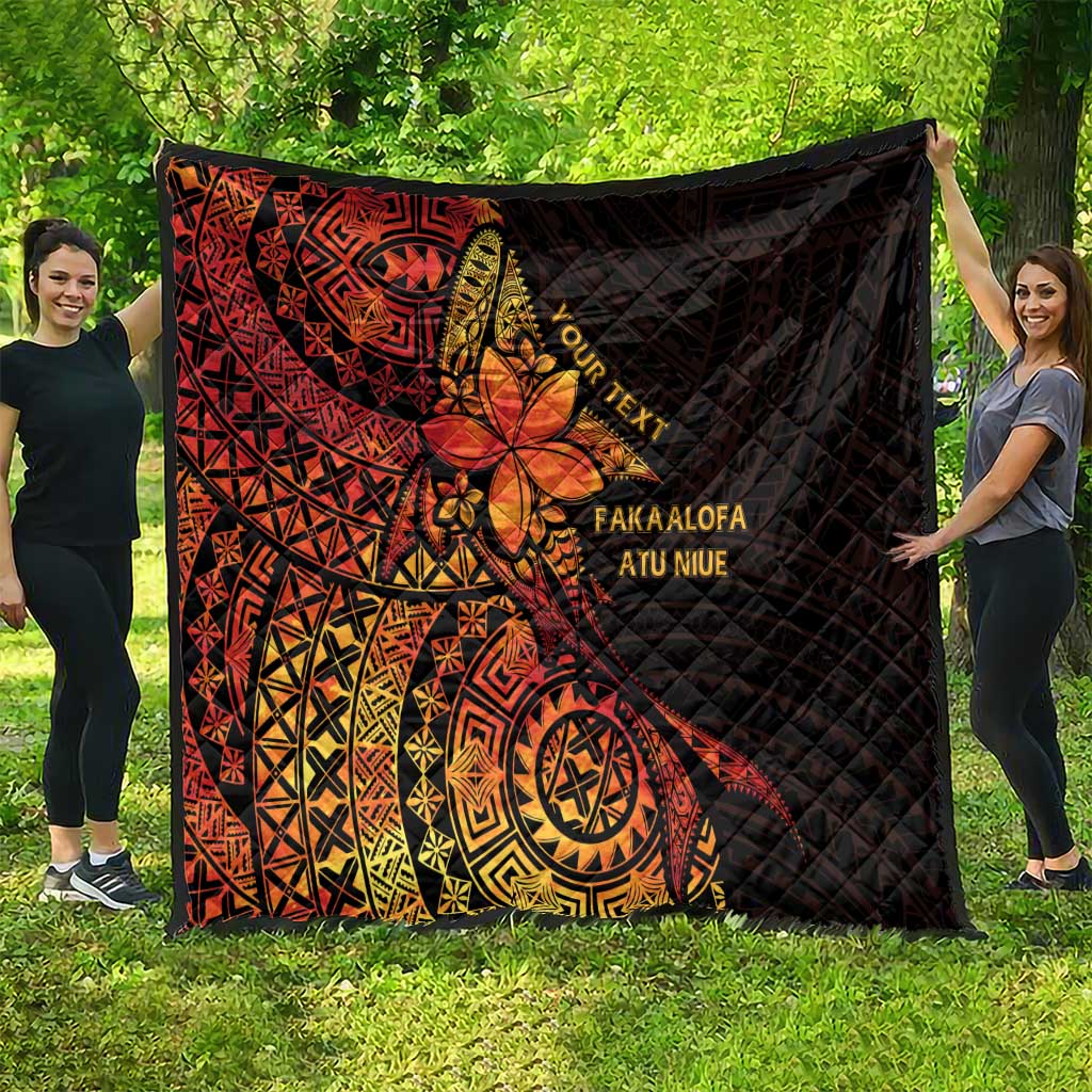 Niue Fakaalofa Atu Personalised Quilt Whale Hiapo Fiery Motif