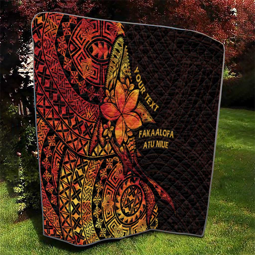 Niue Fakaalofa Atu Personalised Quilt Whale Hiapo Fiery Motif