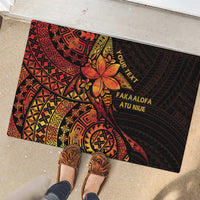 Niue Fakaalofa Atu Personalised Rubber Doormat Whale Hiapo Fiery Motif