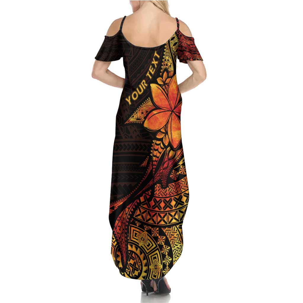 Niue Fakaalofa Atu Personalised Summer Maxi Dress Whale Hiapo Fiery Motif