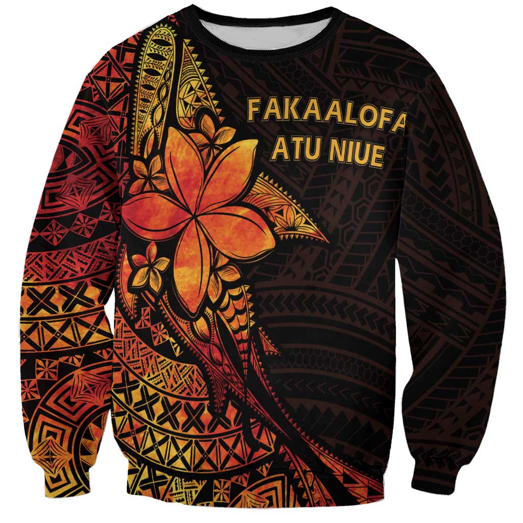 Niue Fakaalofa Atu Personalised Sweatshirt Whale Hiapo Fiery Motif