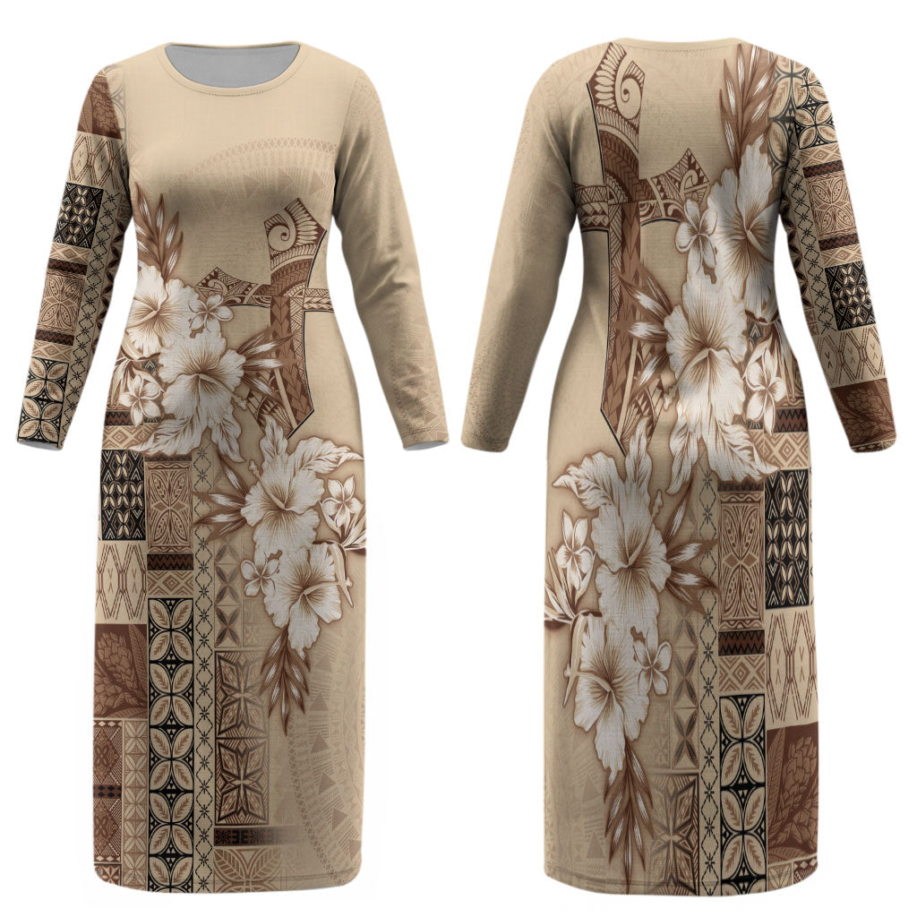 Samoa AIGA Mamanu Siapo Malu Motifs Family Matching Long Sleeve Bodycon Dress and Hawaiian Shirt