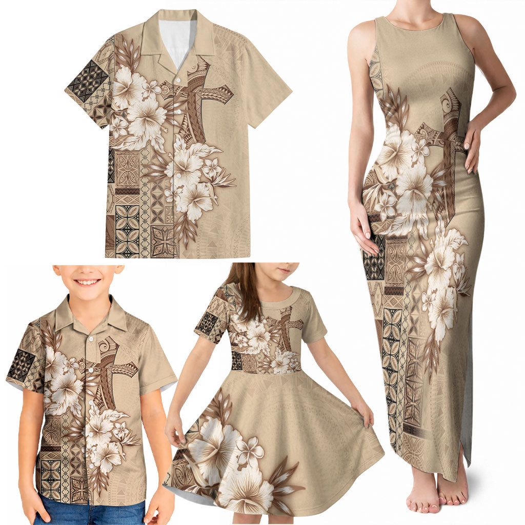 Samoa AIGA Mamanu Siapo Malu Motifs Family Matching Tank Maxi Dress and Hawaiian Shirt