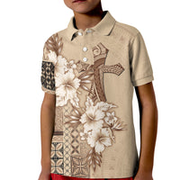 Samoa AIGA Mamanu Siapo Malu Motifs Kid Polo Shirt LT7 Kid Beige - Polynesian Pride