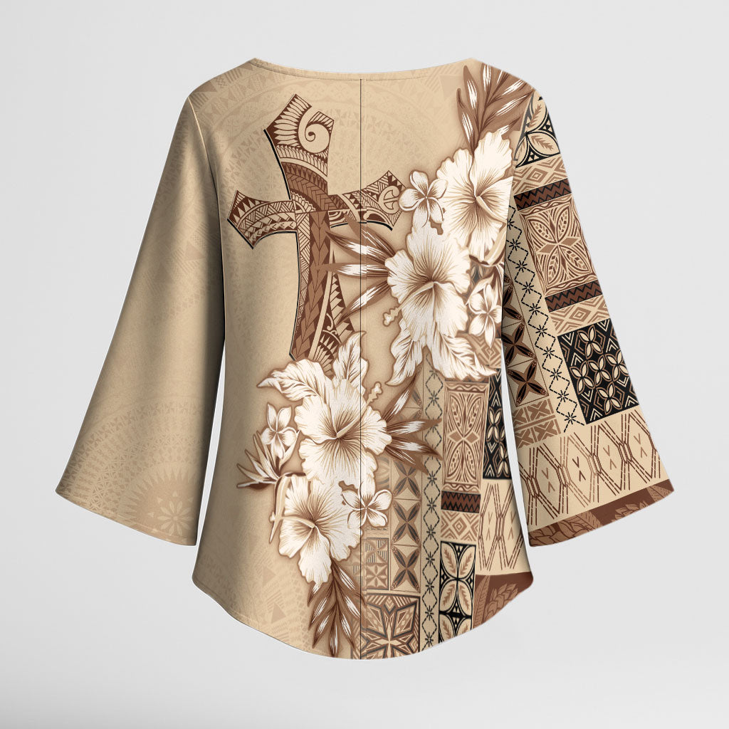 Samoa AIGA Mamanu Siapo Malu Motifs Kimono Sleeve Blouse LT7 - Polynesian Pride