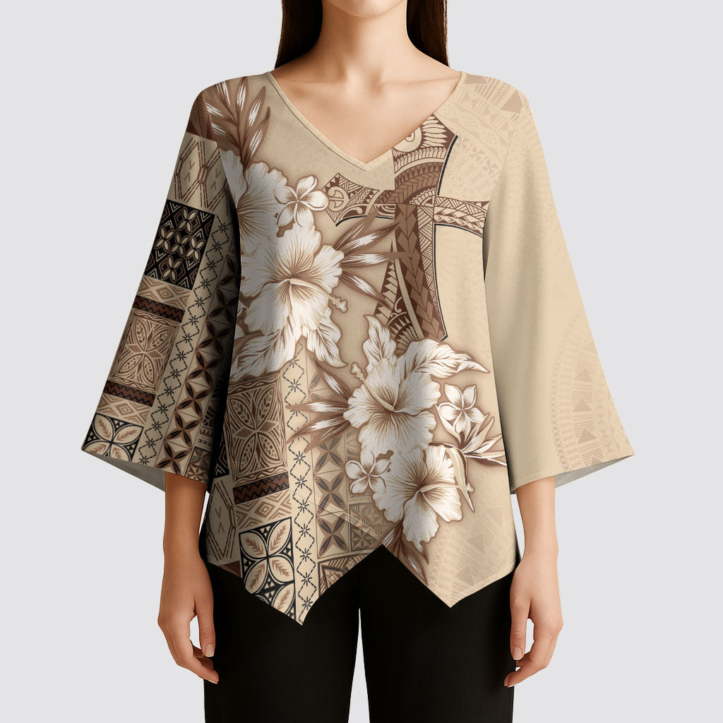 Samoa AIGA Mamanu Siapo Malu Motifs Kimono Sleeve Blouse LT7 - Polynesian Pride