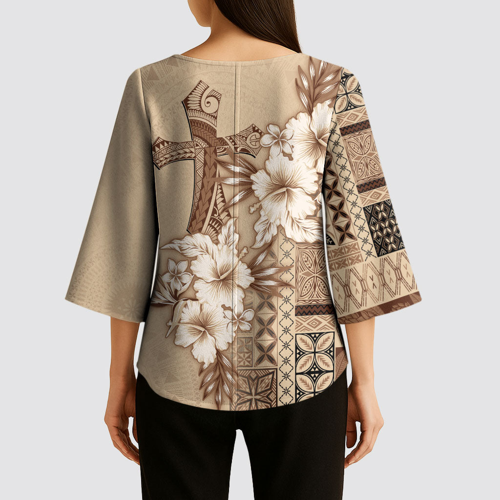 Samoa AIGA Mamanu Siapo Malu Motifs Kimono Sleeve Blouse LT7 - Polynesian Pride